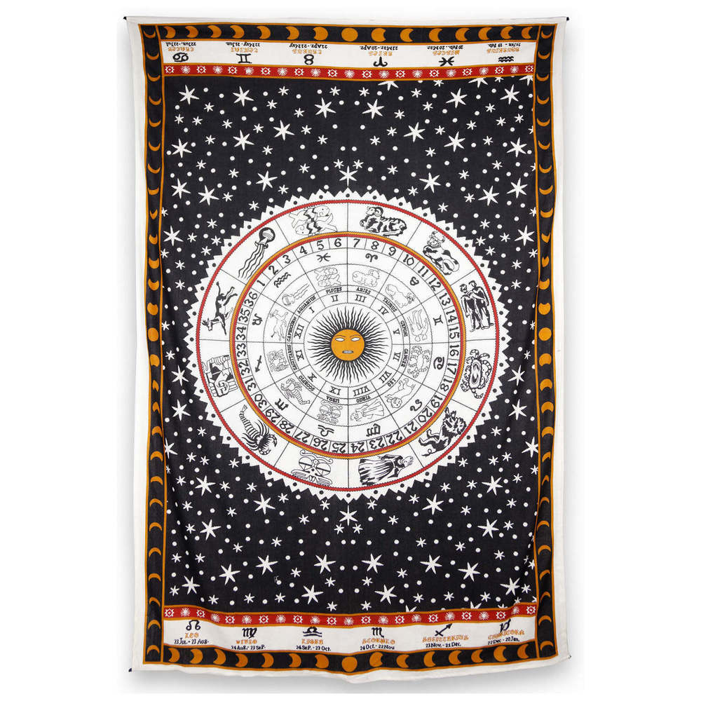 Zodiac Astrology Tapestry Orange 52x80" by Zest For Life